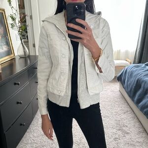 A&F White Denim with Hoodie Jacket Size S